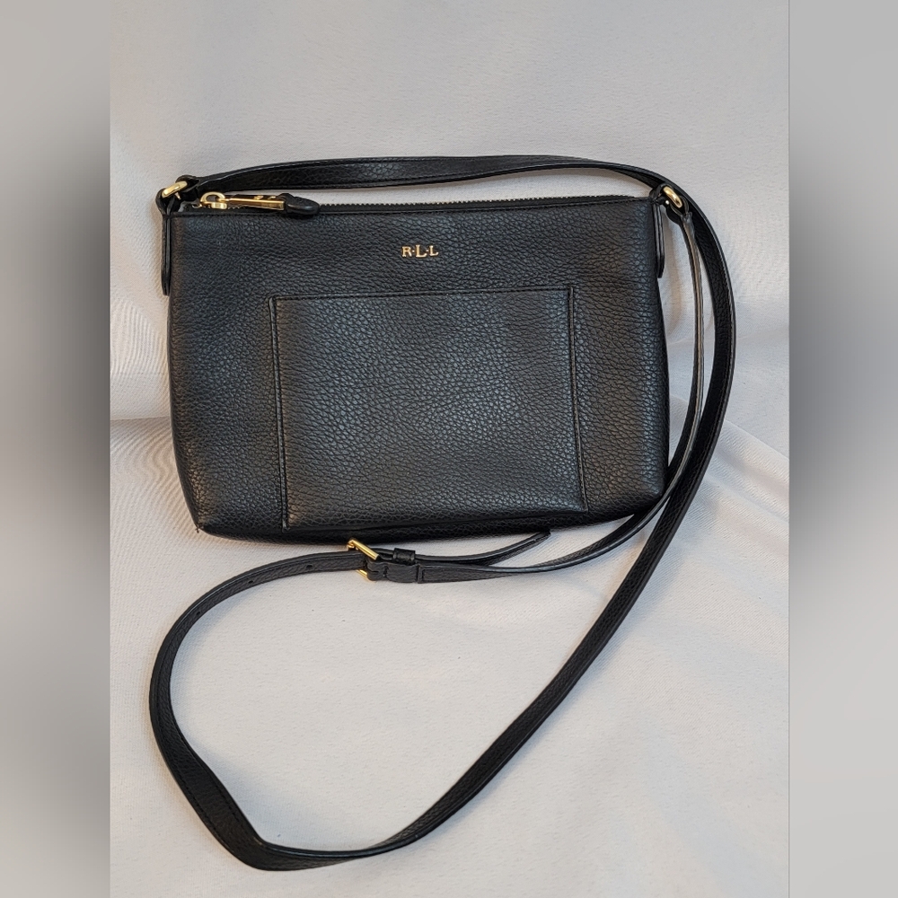 Polo Ralph Lauren Black Pebbled Crossbody Bag
